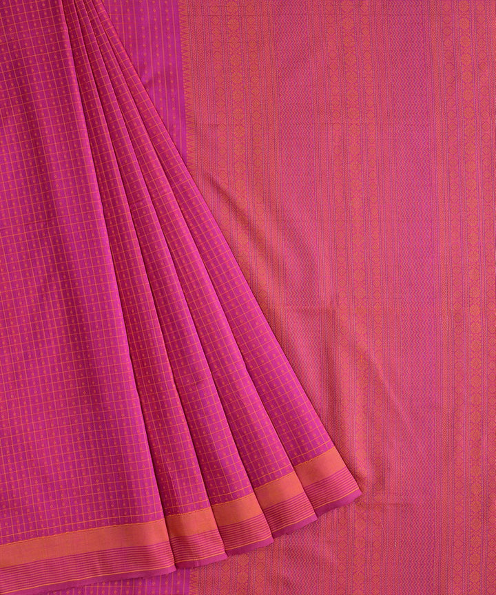 Magenta handwoven cotton silk lakshadeepam kanchi saree