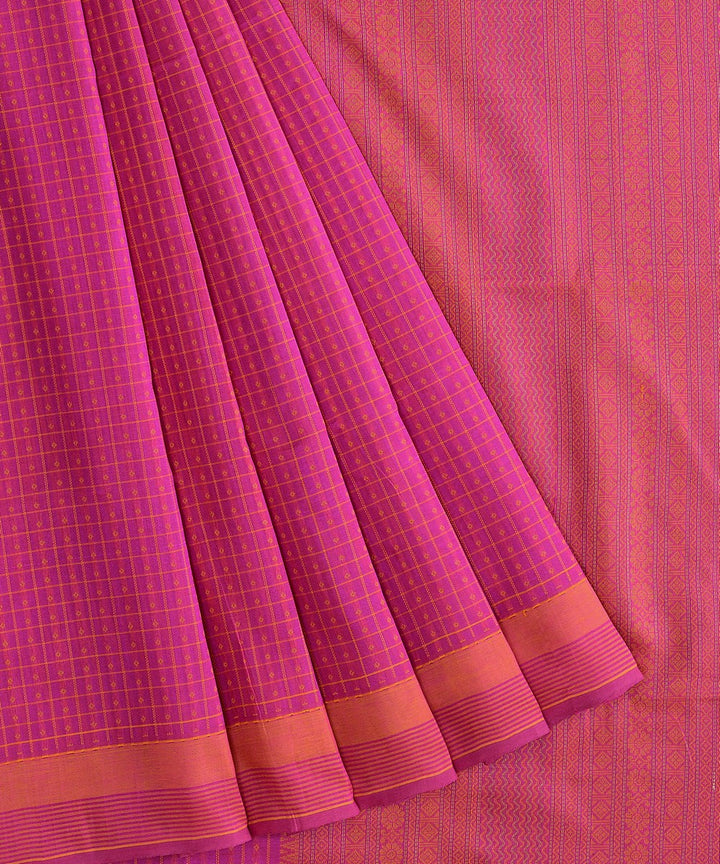 Magenta handwoven cotton silk lakshadeepam kanchi saree