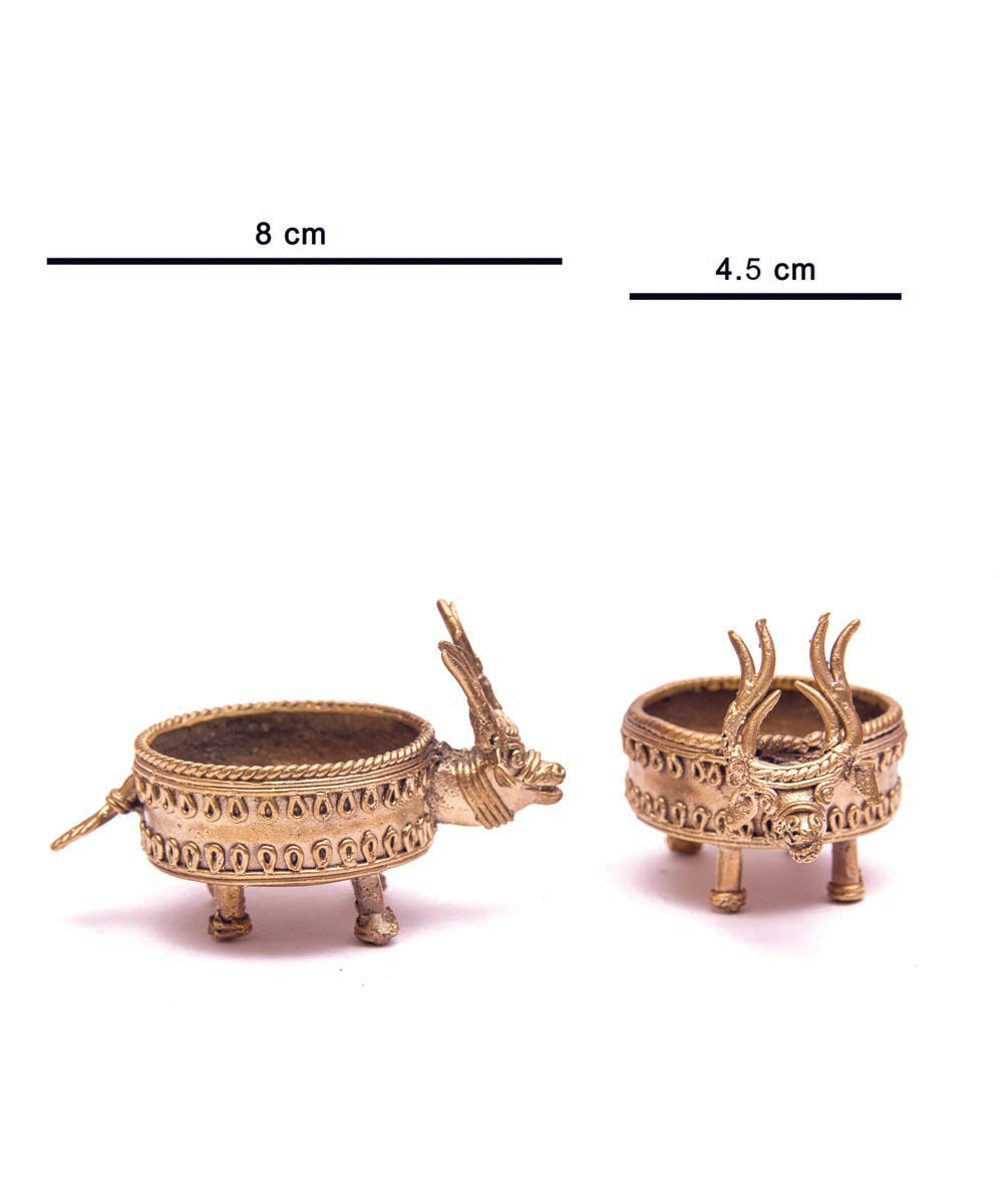 Handcrafted dhokra brass deer tea light candle holder (one holder only)