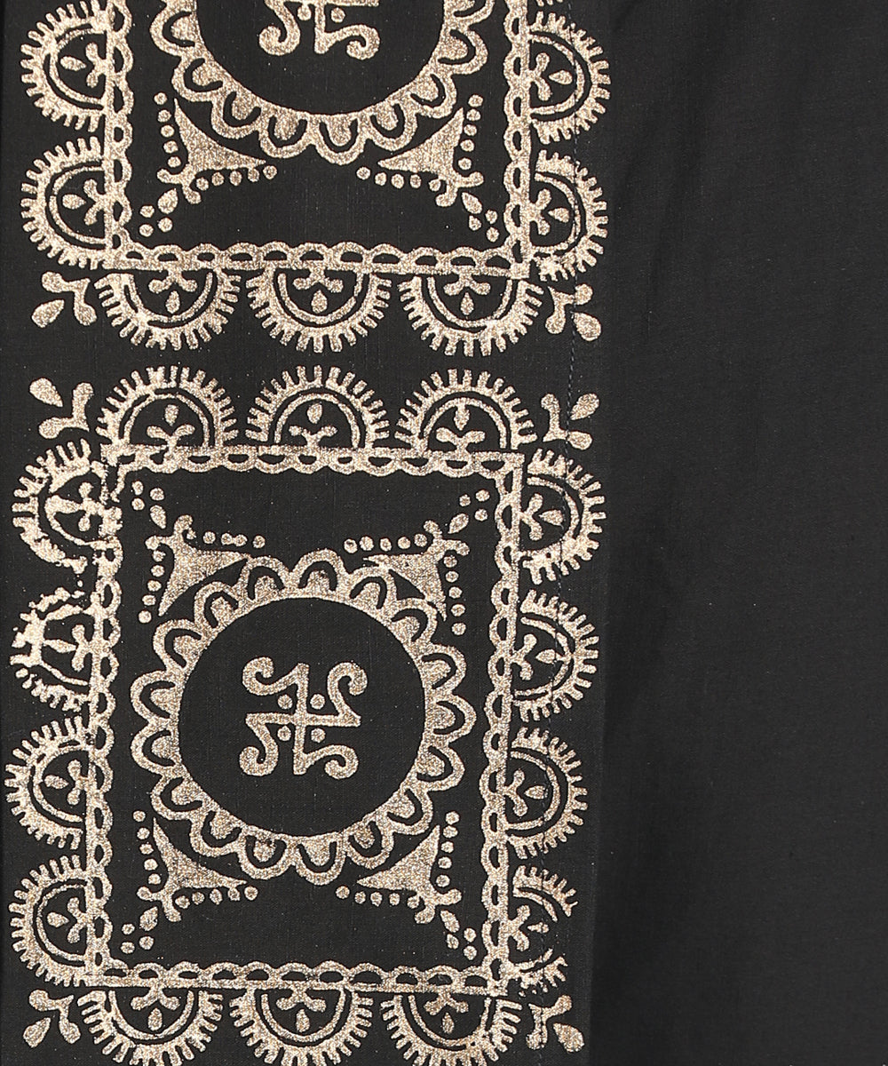 Black cotton handblock print ready to wear stitched dhoti