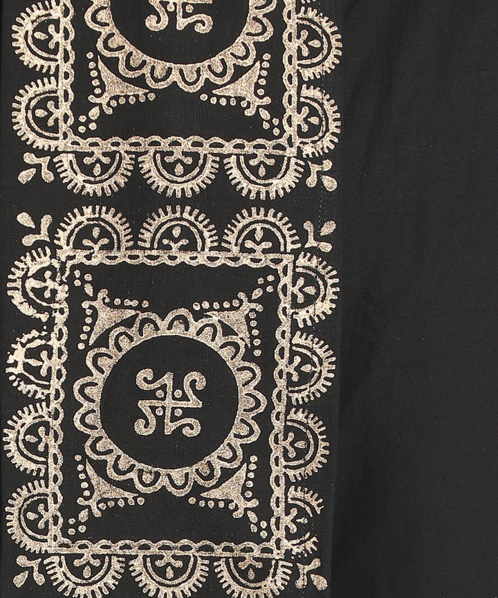 Black cotton handblock print ready to wear stitched dhoti