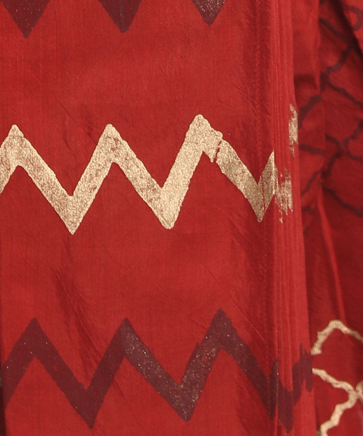 Maroon silk cotton handblock printed ready to wear stitched dhoti