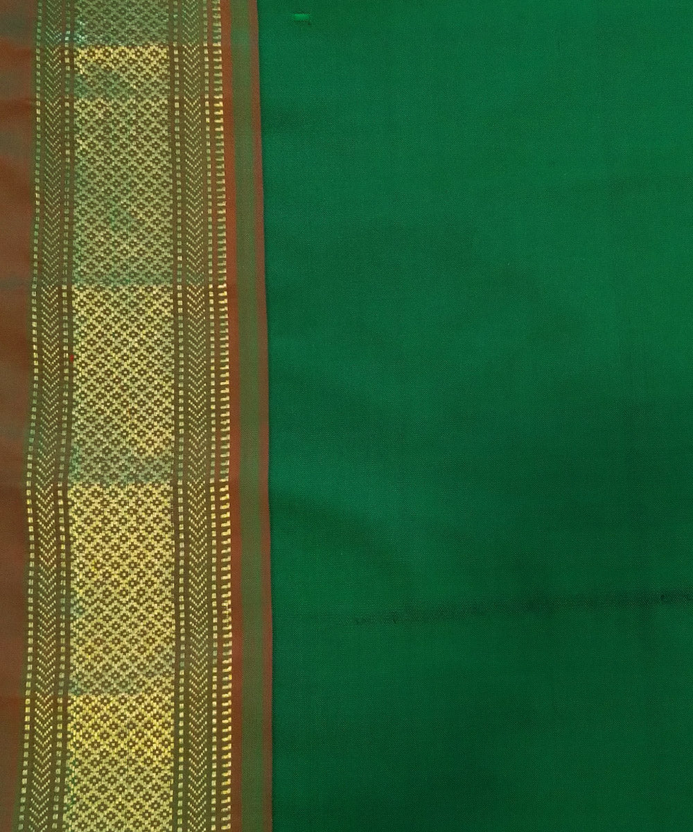 Bottle green with rust border silk handloom paithani saree