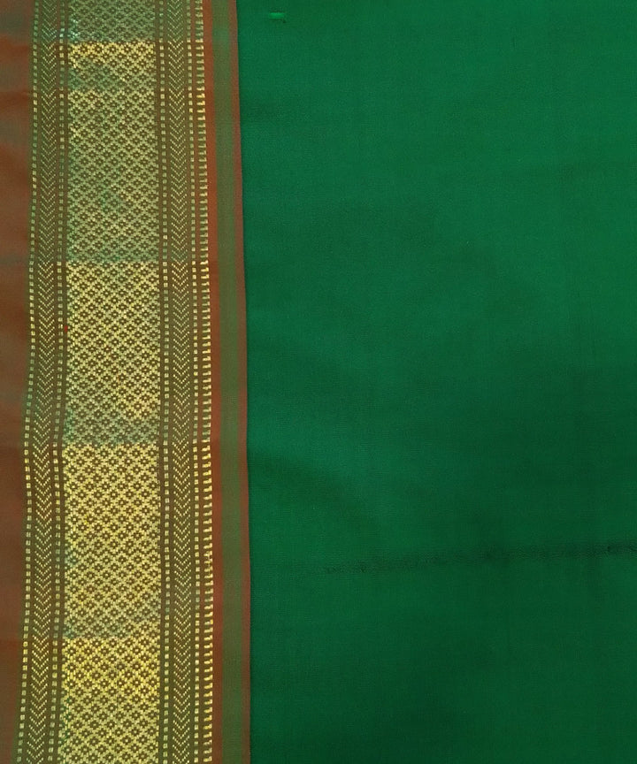 Bottle green with rust border silk handloom paithani saree