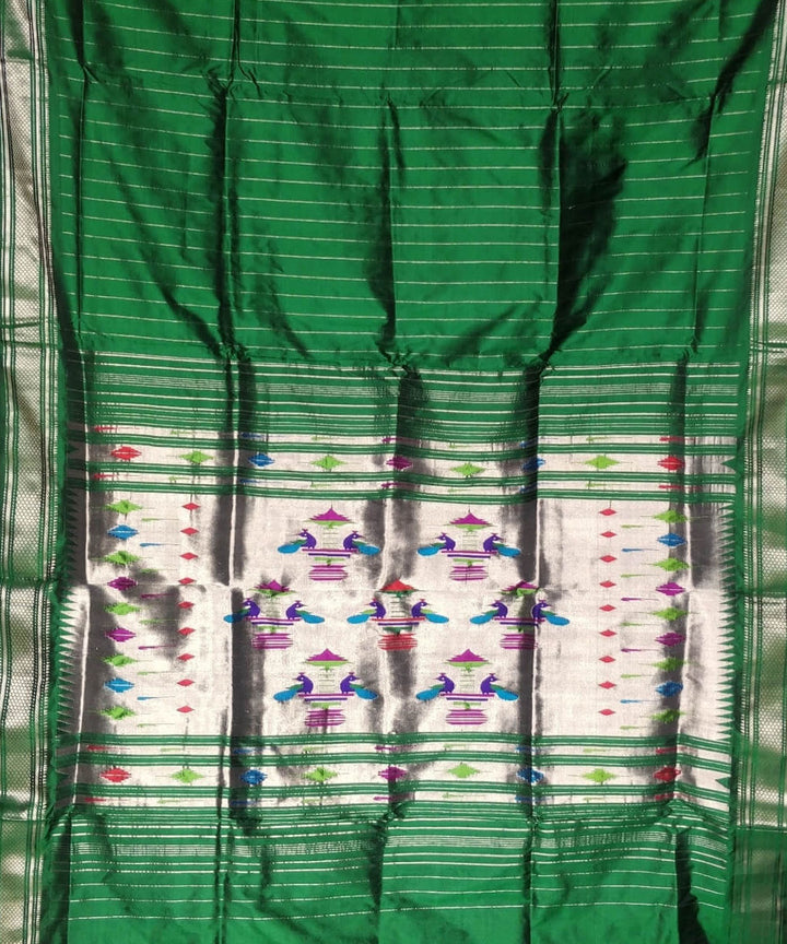 Dark green silk handloom paithani saree