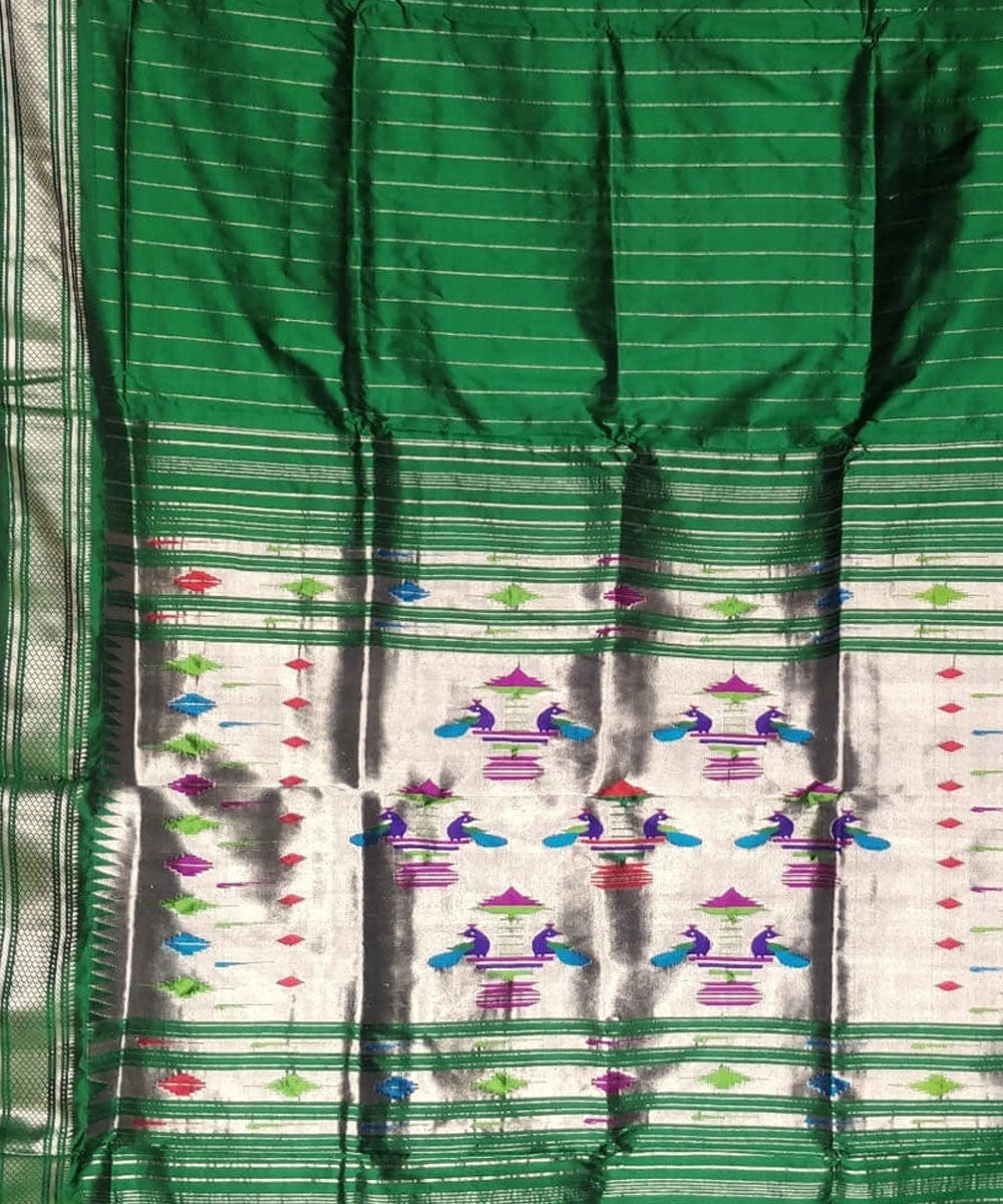 Dark green silk handloom paithani saree