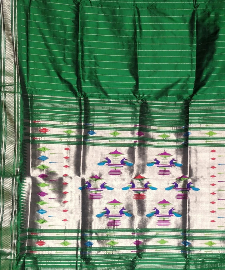 Dark green silk handloom paithani saree