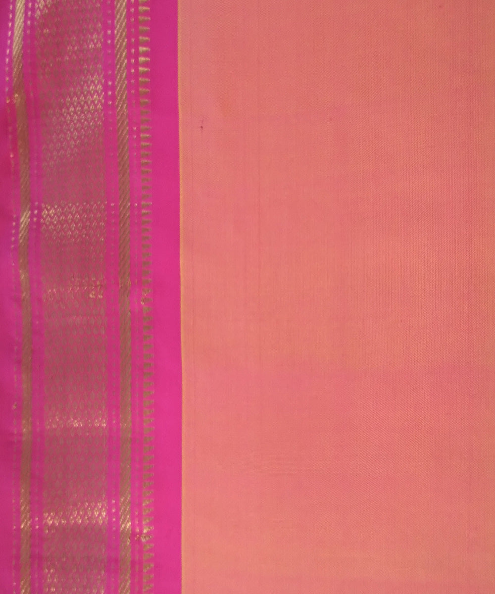 Pink peach silk handloom paithani saree