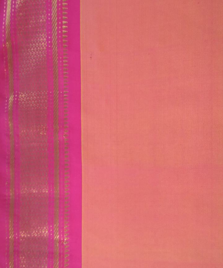 Pink peach silk handloom paithani saree