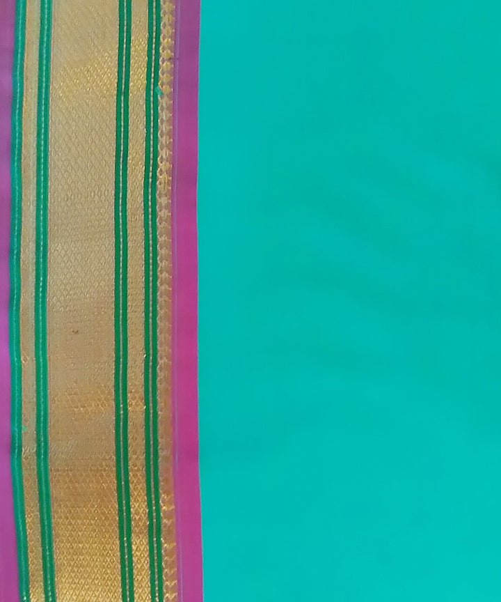 Sea green silk handloom paithani saree