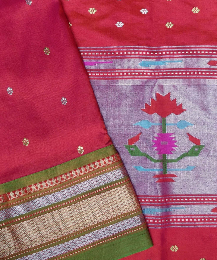 Pink double shaded silk handloom paithani saree