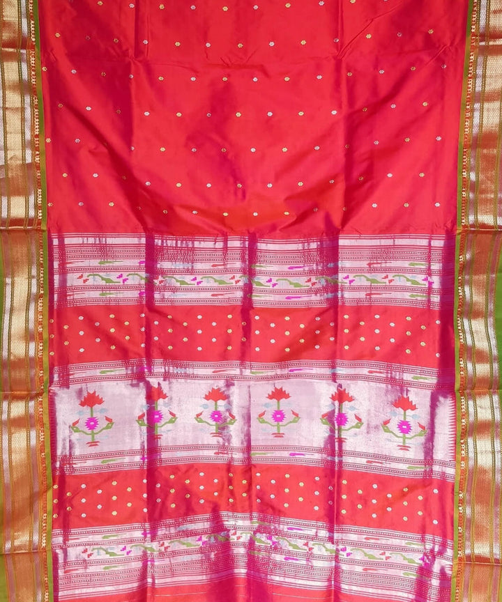 Pink double shaded silk handloom paithani saree