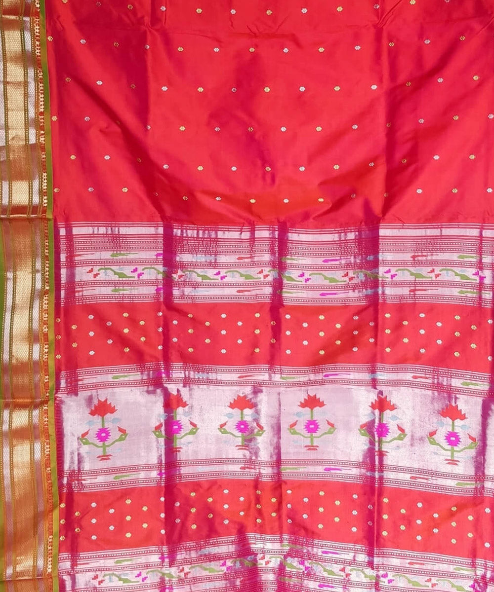 Pink double shaded silk handloom paithani saree