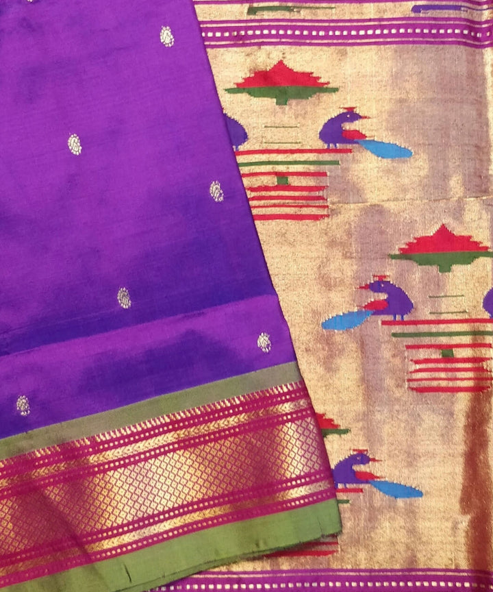 Purple silk handloom paithani saree