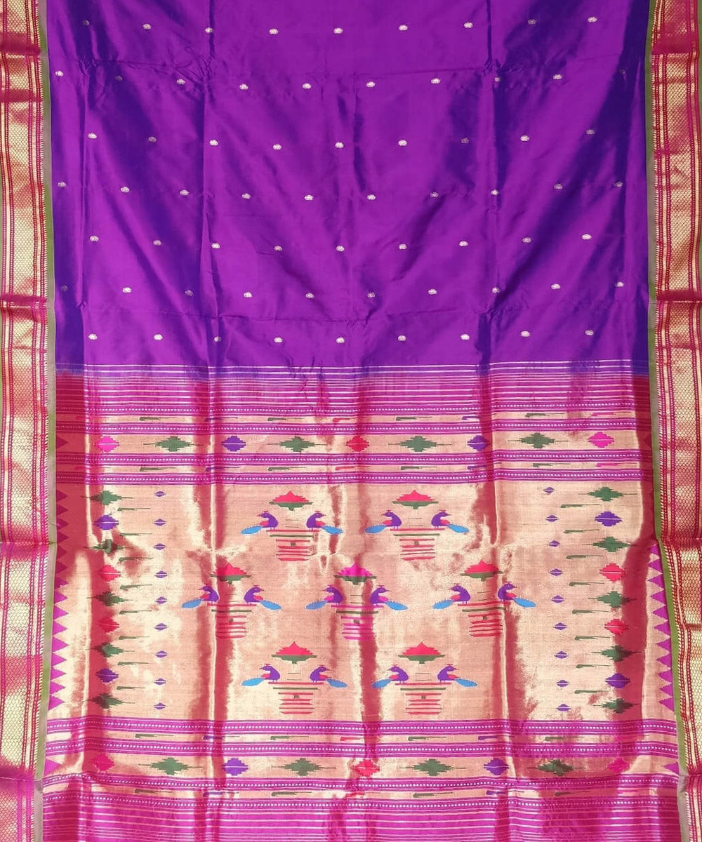 Purple silk handloom paithani saree