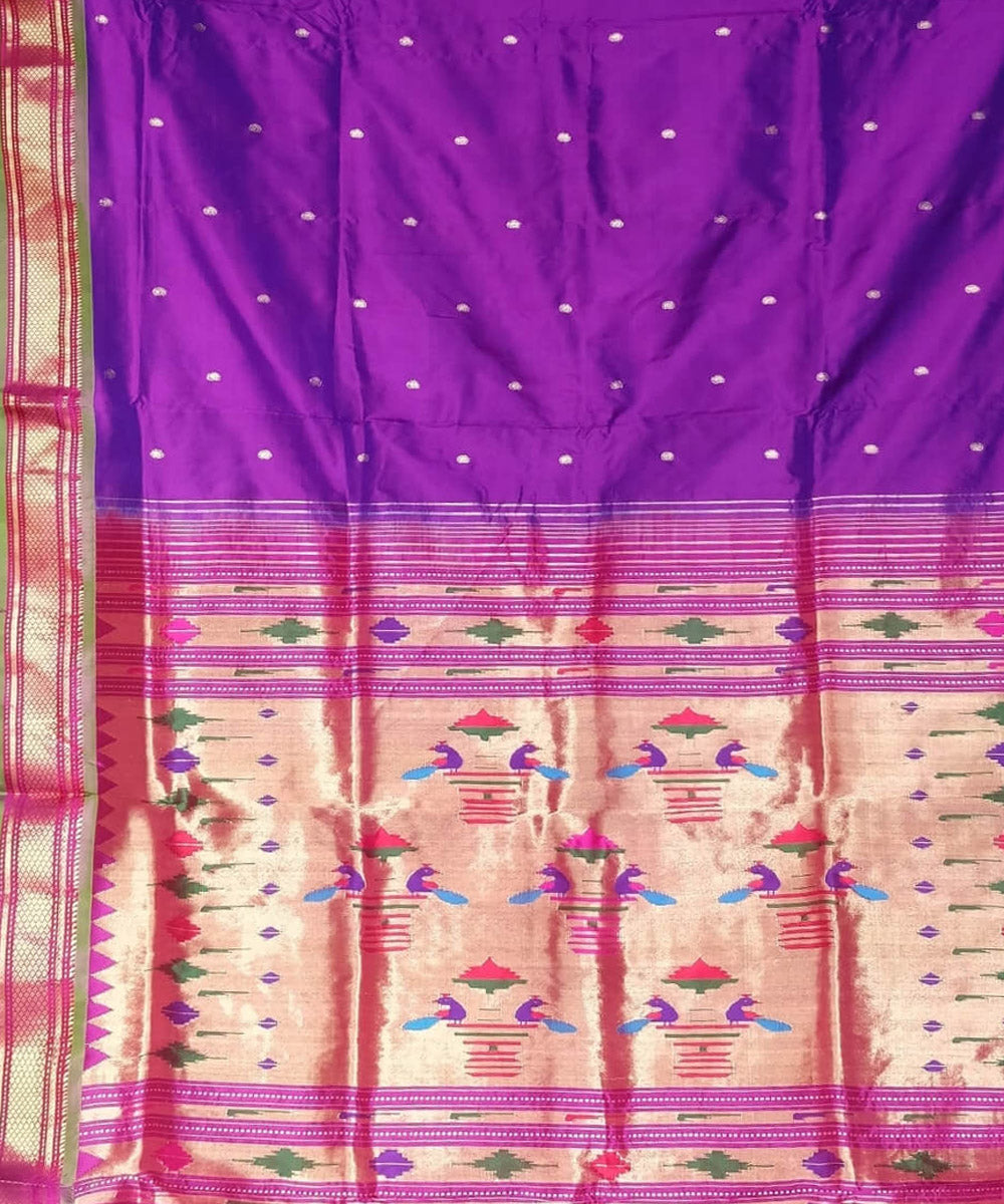Purple silk handloom paithani saree