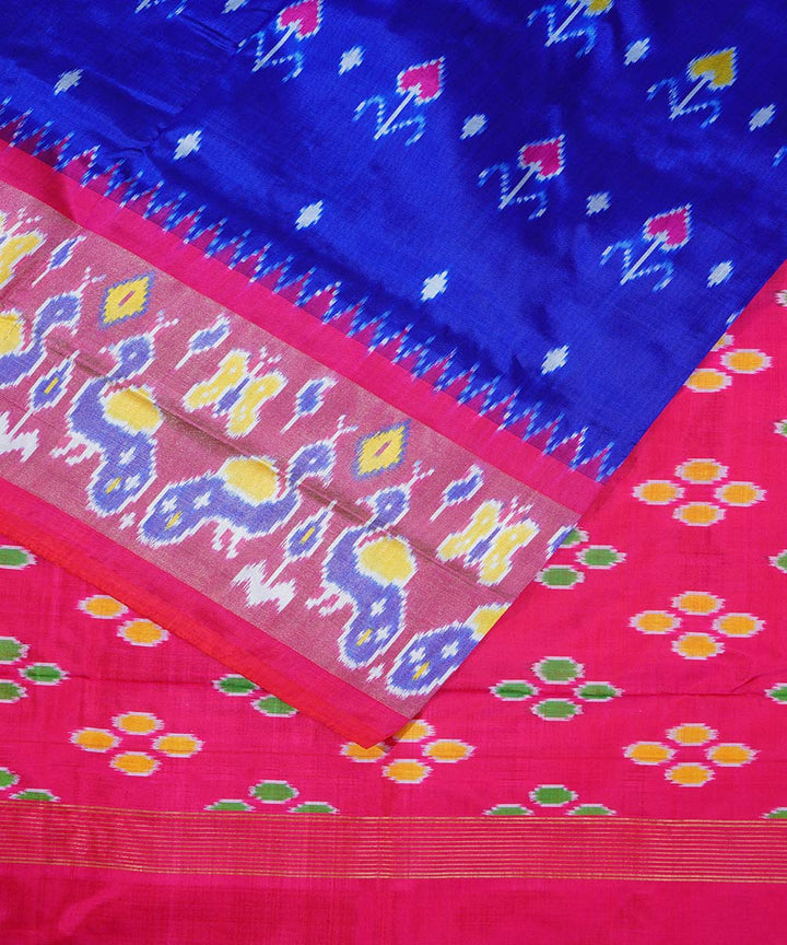 Ink blue handwoven ikkat silk pochampally saree