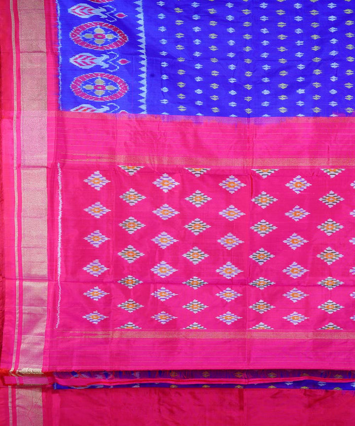 Cobalt blue handwoven ikat silk pochampally saree