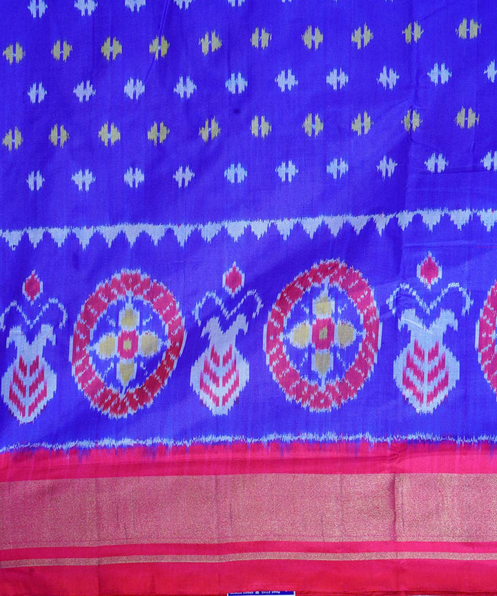 Cobalt blue handwoven ikat silk pochampally saree