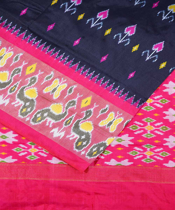 Black handwoven ikat silk pochampally saree