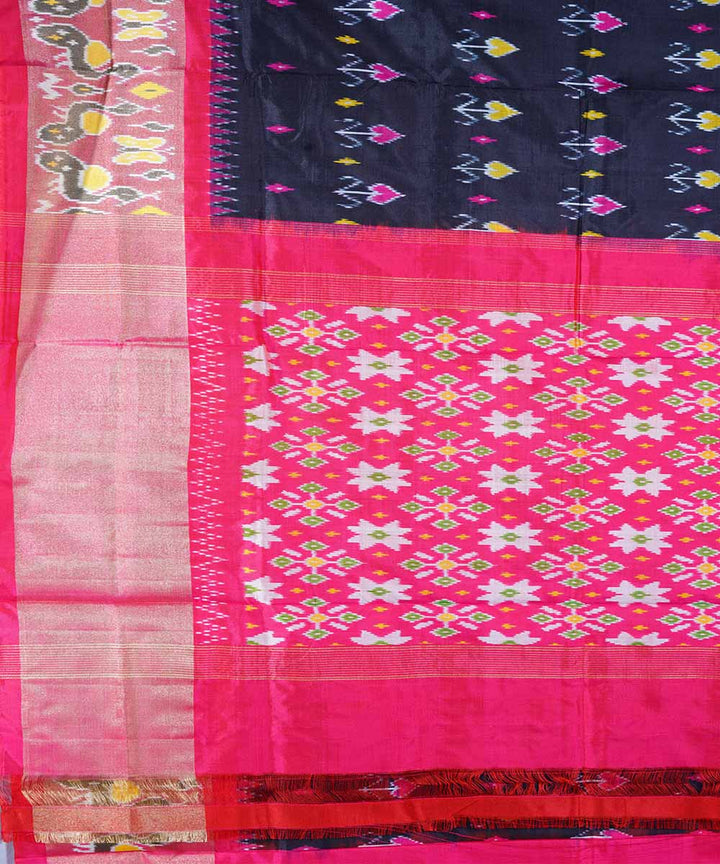 Black handwoven ikat silk pochampally saree
