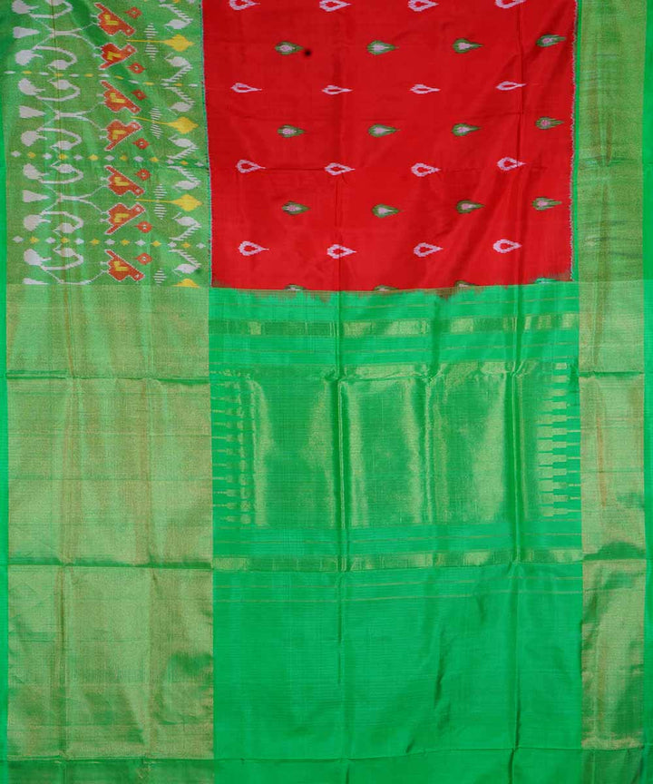 Crimson red handloom ikkat silk pochampally saree