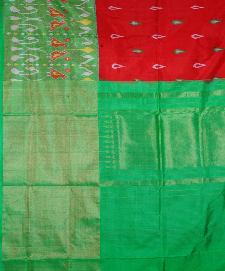 Crimson red handloom ikkat silk pochampally saree