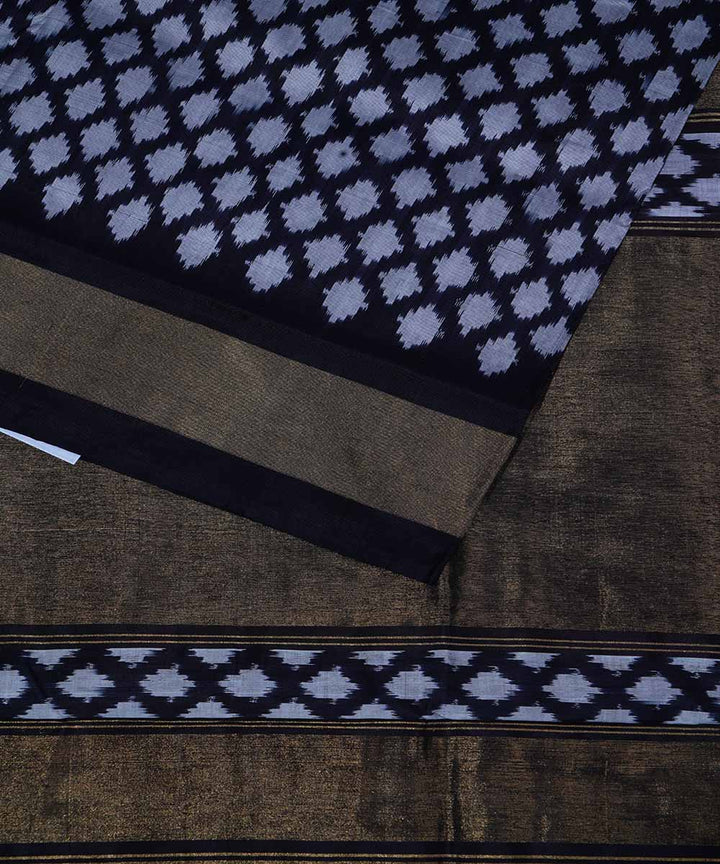 Black hand woven ikkat silk pochampally saree