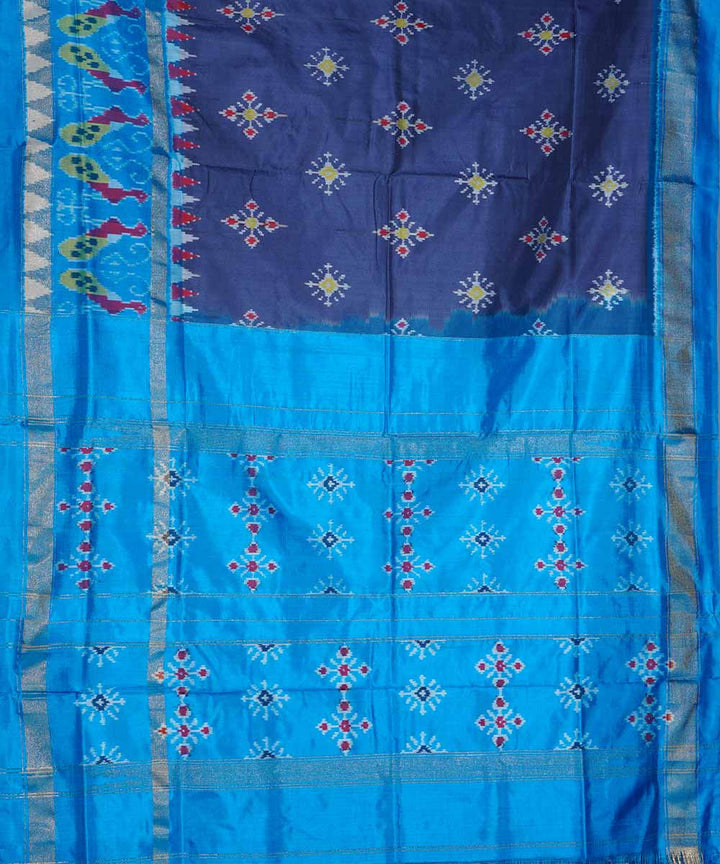 Dark blue hand loom ikkat silk pochampally saree