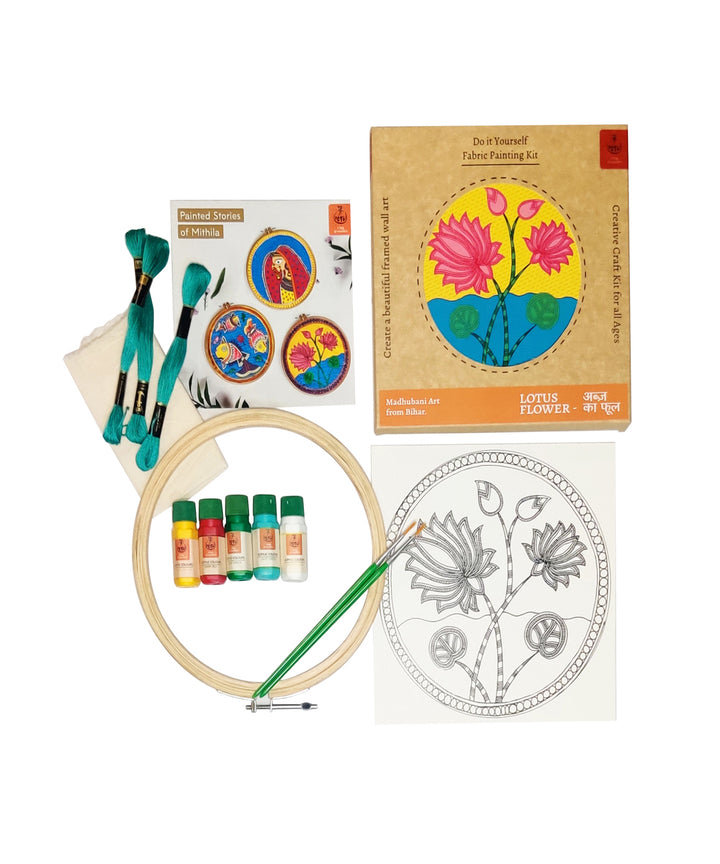Handmade DIY fabric painitng kit madhubani lotus flower for adults