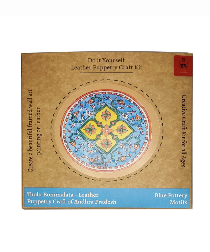 DIY wall art leather puppetry painitng kit blue pottery pattern
