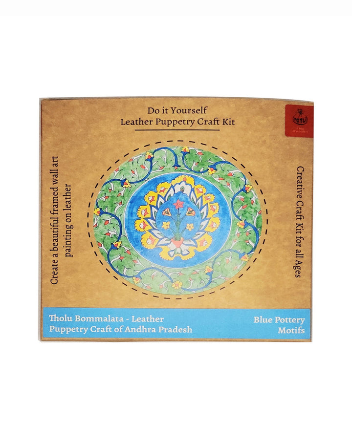DIY wall art leather puppetry painitng kit green blue pottery pattern