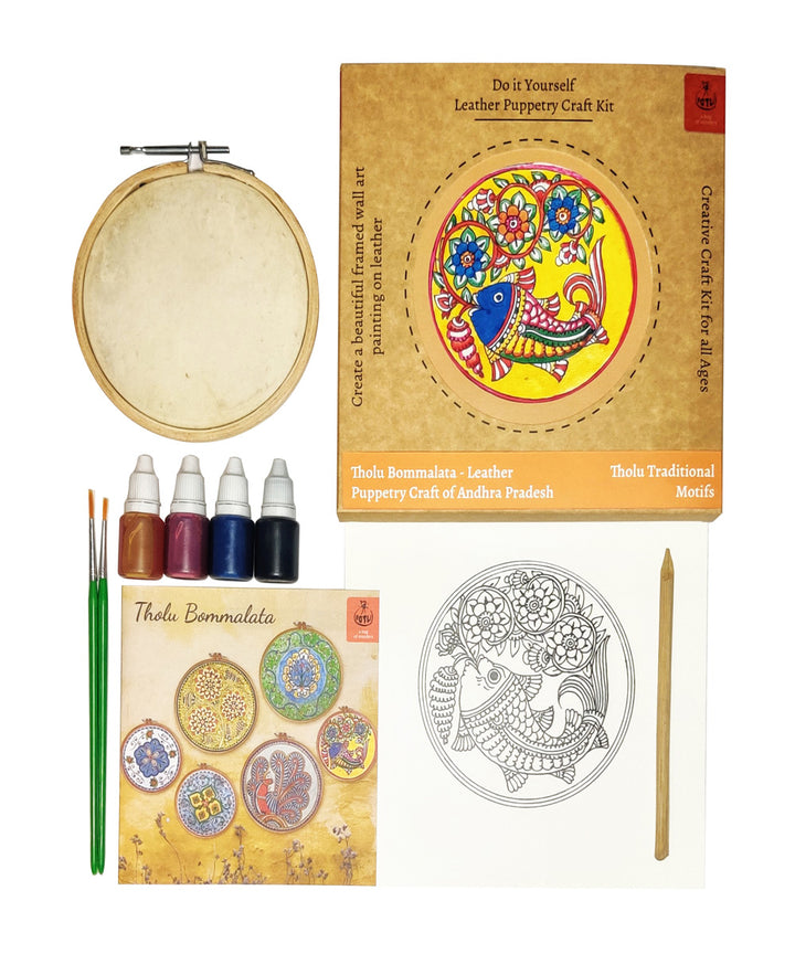 DIY wall art leather puppetry painitng kit traditional fish pattern