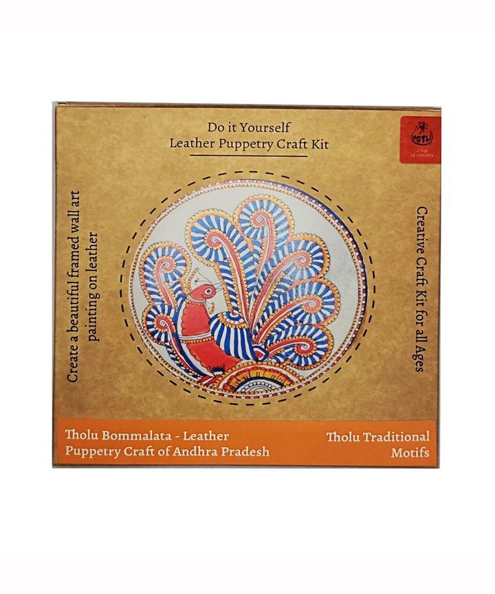 DIY wall art leather puppetry painitng kit traditional peacock pattern