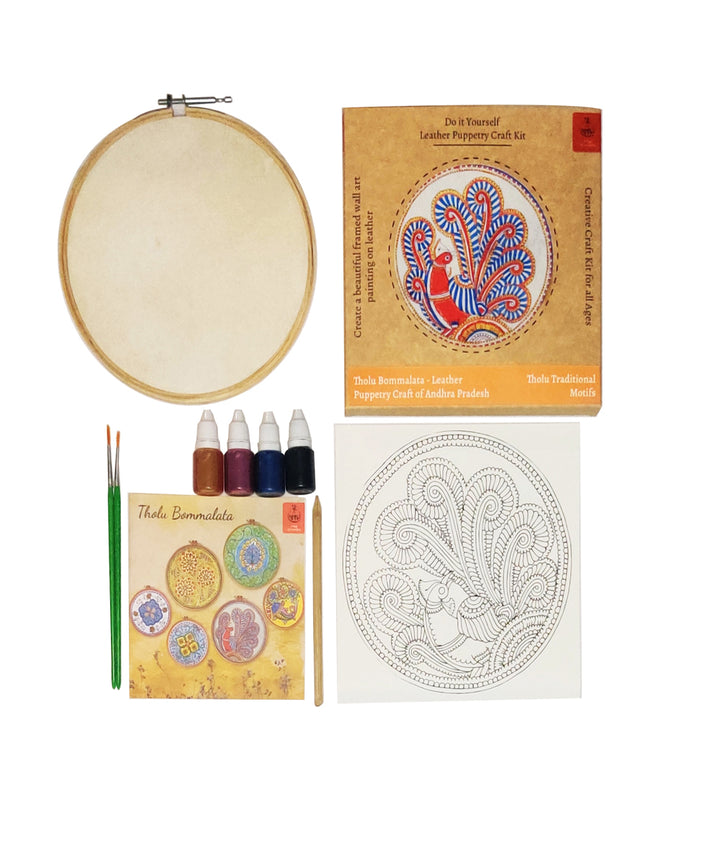 DIY wall art leather puppetry painitng kit traditional peacock pattern