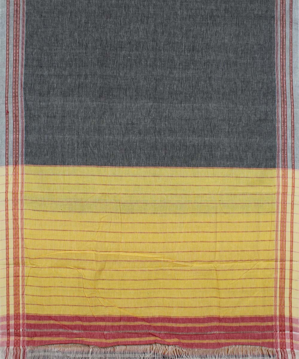 Grey Yellow Handloom Hubli Cotton Saree