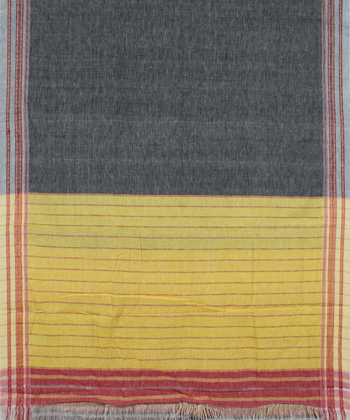 Grey Yellow Handloom Hubli Cotton Saree