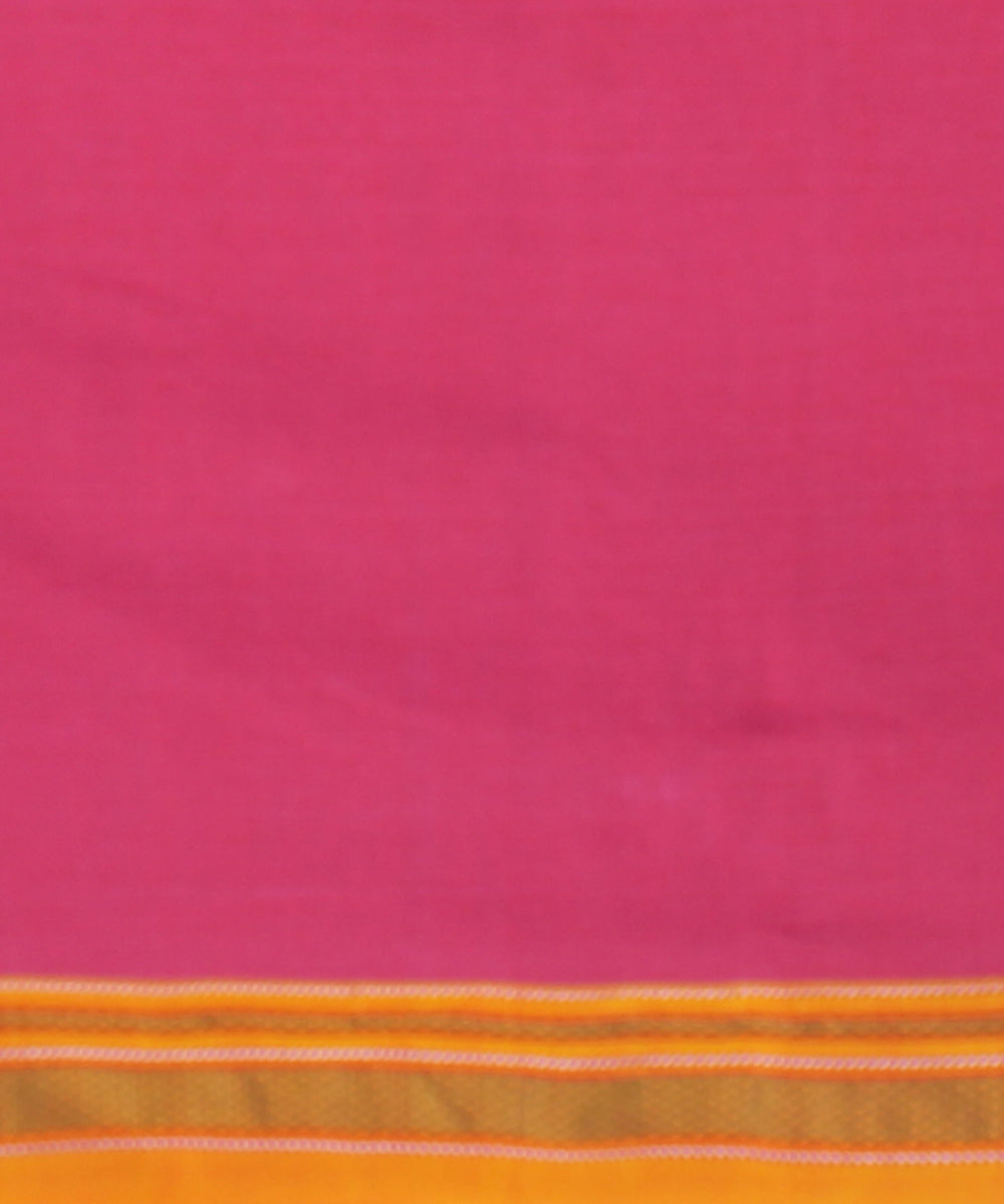 Pink red handloom cotton art silk chikki paras border ilkal saree