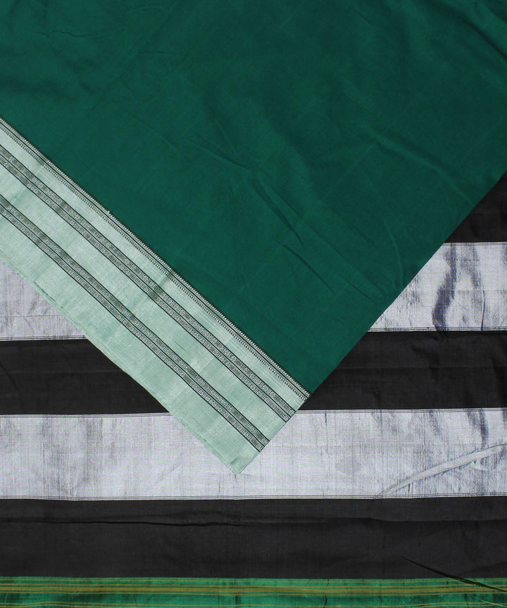 Green black handwoven cotton art silk gayatri border ilkal saree