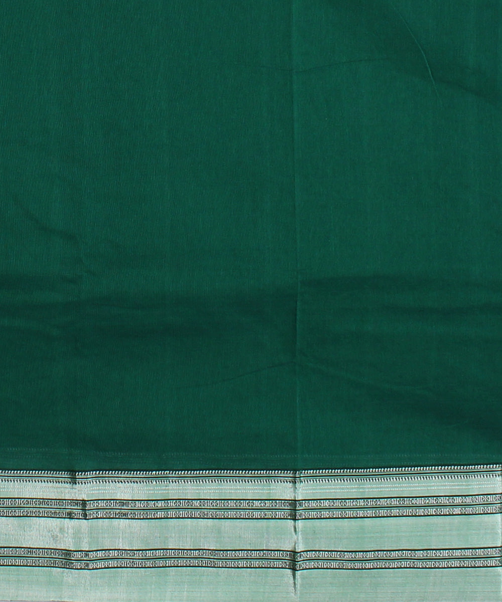 Green black handwoven cotton art silk gayatri border ilkal saree