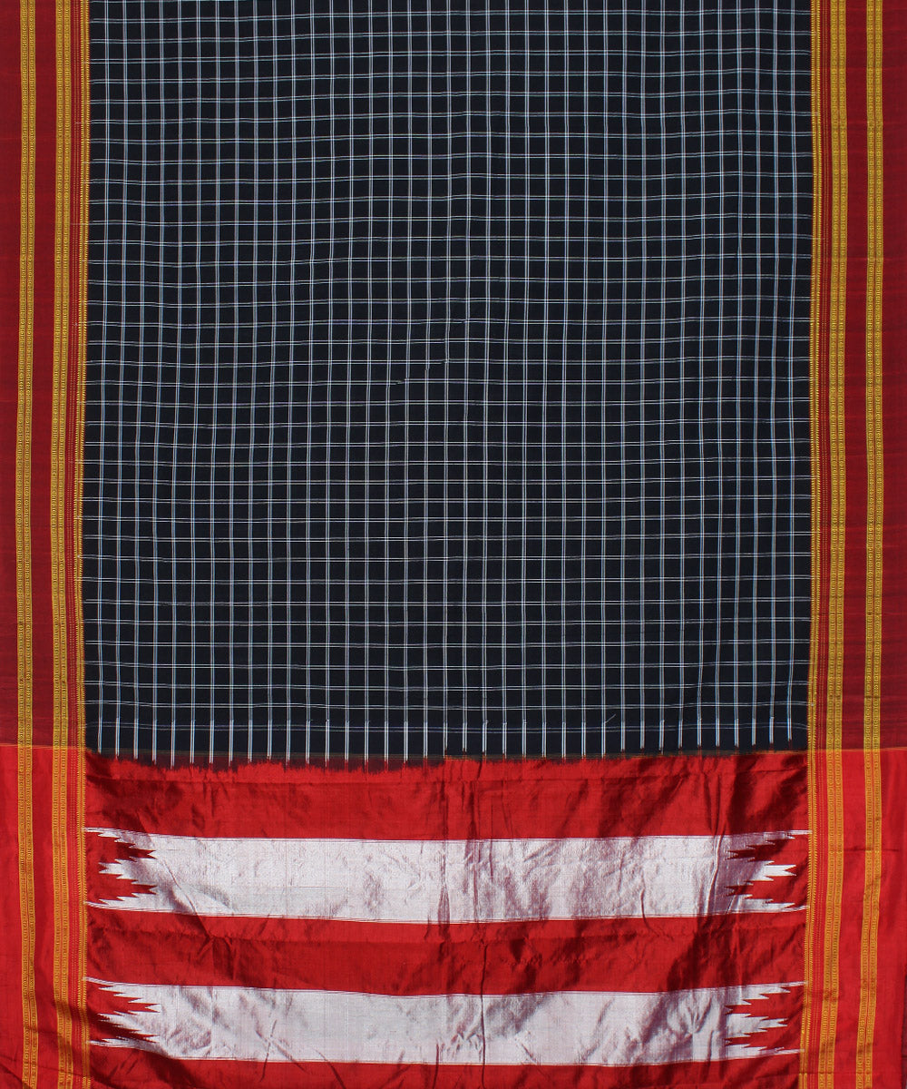 Navy blue handwoven cotton art silk gayatri border ilkal saree
