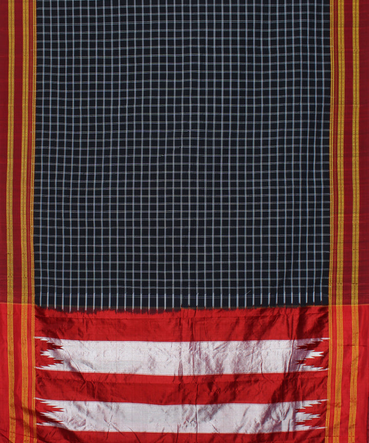 Navy blue handwoven cotton art silk gayatri border ilkal saree