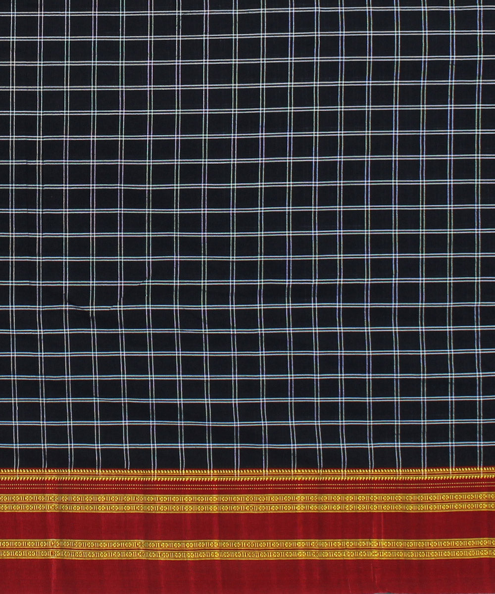 Navy blue handwoven cotton art silk gayatri border ilkal saree