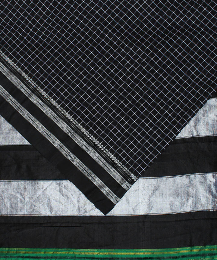 Black grey handwoven cotton art silk gayatri border ilkal saree