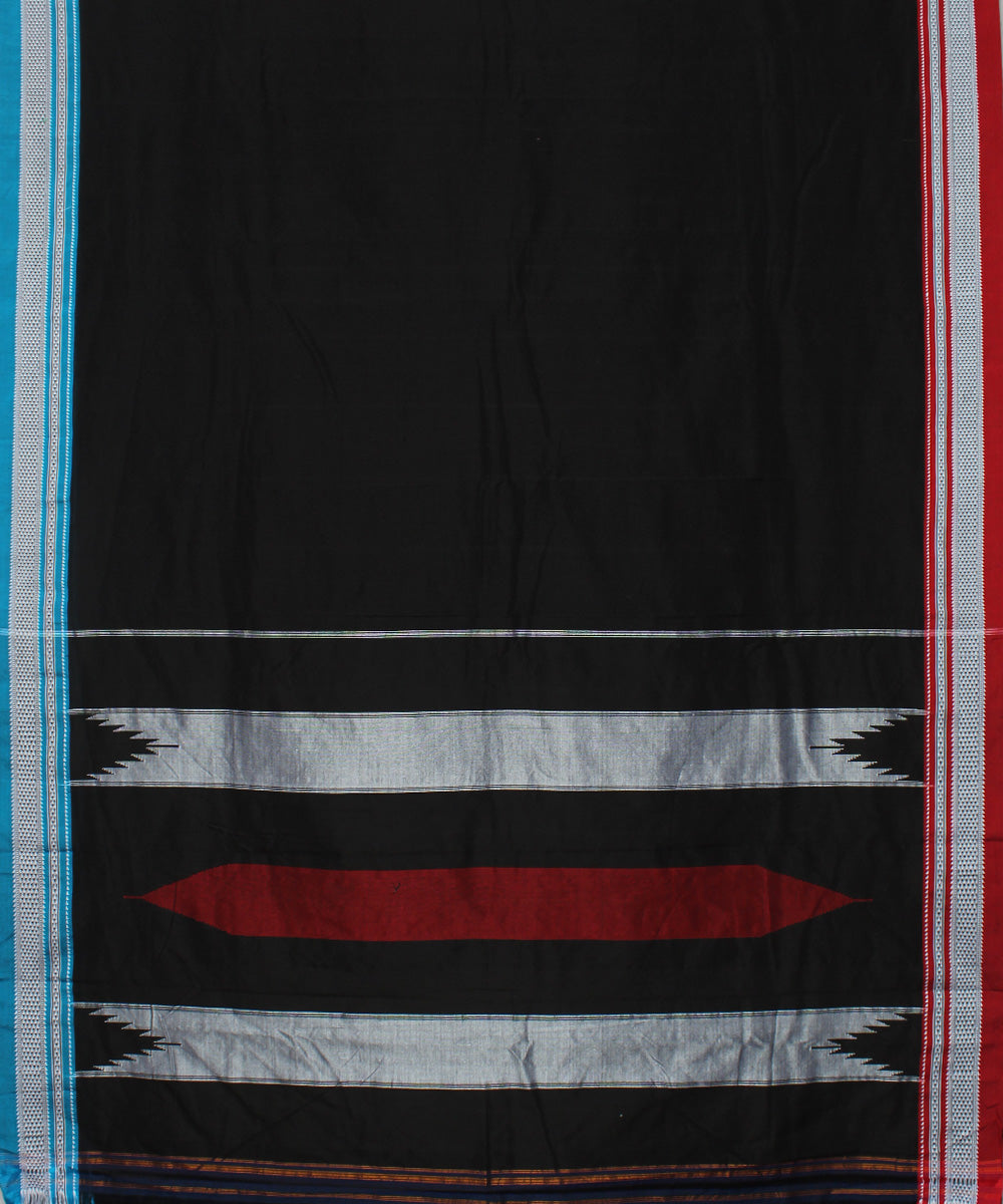 Black handloom cotton art silk chikki paras border ilkal saree