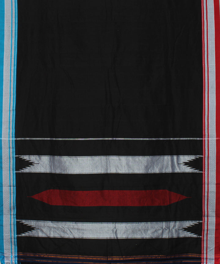 Black handloom cotton art silk chikki paras border ilkal saree