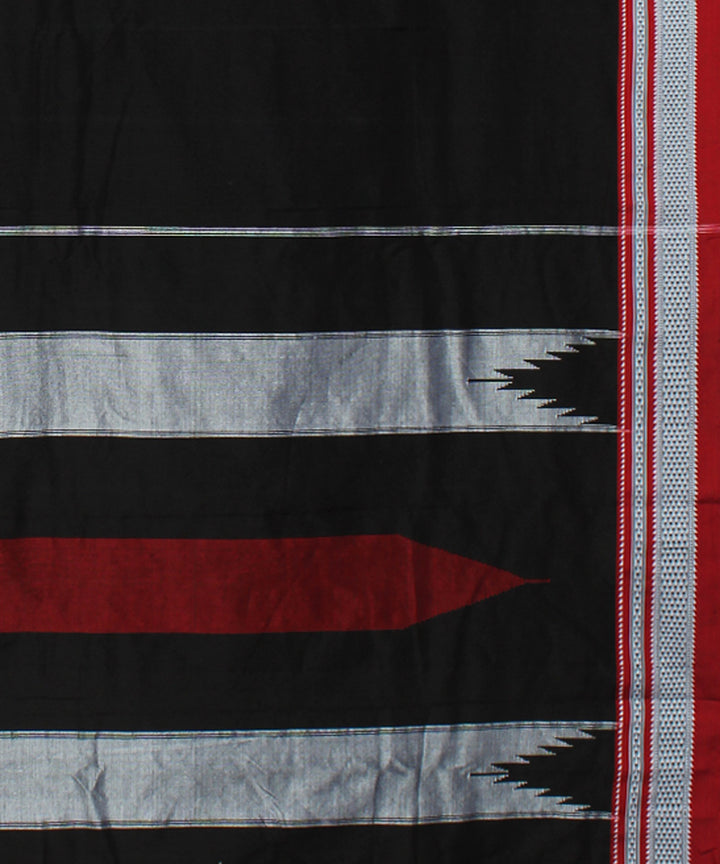 Black handloom cotton art silk chikki paras border ilkal saree