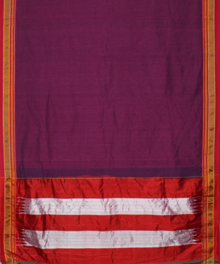 Mauve red handwoven cotton art silk chikki paras ilkal saree