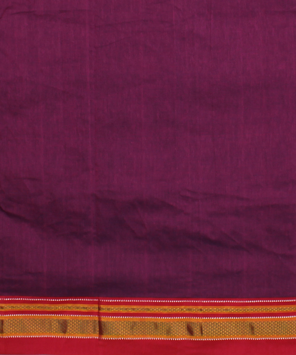 Mauve red handwoven cotton art silk chikki paras ilkal saree
