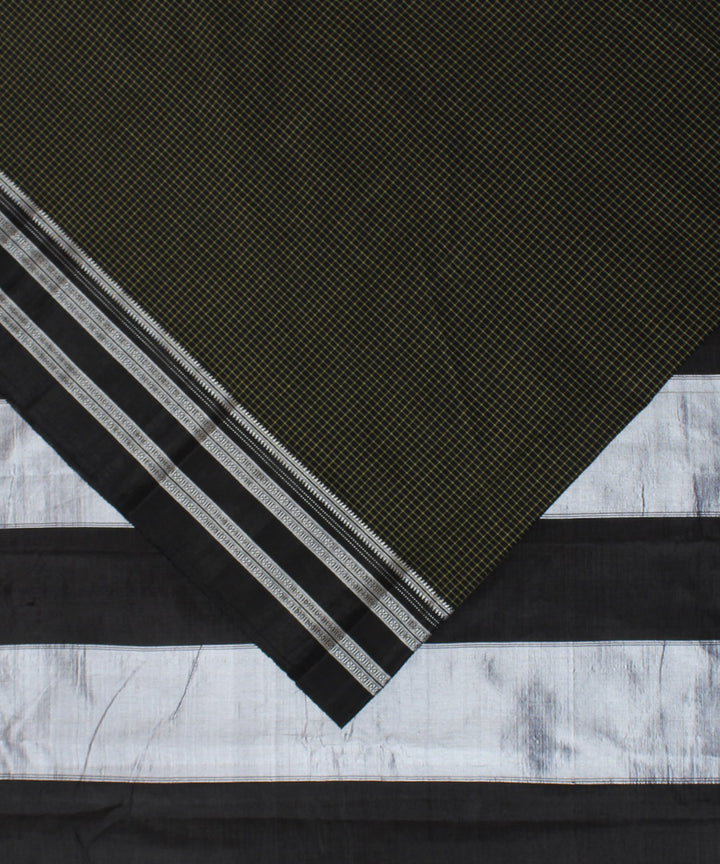 Olive green black handwoven cotton art silk gayatri border ilkal saree